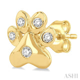 1/10 Ctw Petite Dog Paw Round Cut Diamond Fashion Stud Earring in 10K Yellow Gold