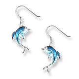 turquoise-dolphin-wire-earrings-sterling-silver-white-sapphires-sw0525b