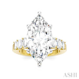 1 1/4 Ctw Marquise Shape Emerald and Round Cut Diamond Semi-Mount Engagement Ring in 14K Yellow and White Gold