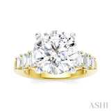 1 1/4 Ctw Round Shape Emerald and Round Cut Diamond Semi-Mount Engagement Ring in 14K Yellow and White Gold