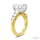 1 1/4 Ctw Oval Shape Oval and Round Cut Diamond Semi-Mount Engagement Ring in 14K Yellow and White Gold