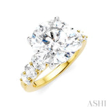 1 1/4 Ctw Round Shape Oval and Round Cut Diamond Semi-Mount Engagement Ring in 14K Yellow and White Gold