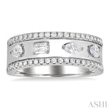 5/8 Ctw Mixed Shape Cut Diamond Fashion Wide Band in 14K White Gold