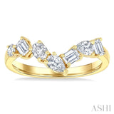 3/4 Ctw Mixed Cut Diamond Chevron Fashion Band in 14K Yellow Gold