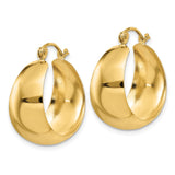 14k 10.5x23mm Polished Tapered Hoop Earrings