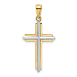 14K Two-tone Polished Cross Charm