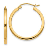 14k 2x25mm Square Tube Hoop Earrings