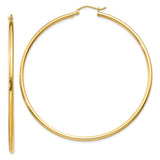 14k Polished 2x60mm Tube Hoop Earrings