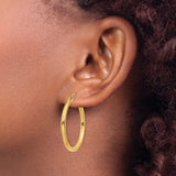 14k 2.5x30mm Polished Lightweight Tube Hoop Earrings