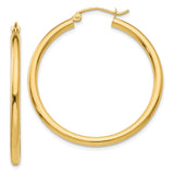 14K Polished 2.5mm Tube Hoop Earrings