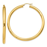 14K Polished 4mm Lightweight Tube Hoop Earrings