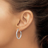 14k White Gold 2.75x25mm Polished Tube Hoop Earrings