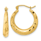 14k 3.5x22mm Polished Diamond-cut Tapered Hollow Hoop Earrings