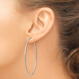14k White Gold 1.2x60mm Polished Endless Tube Hoop Earrings