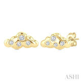 1/20 Ctw Round Cut Diamond Cloud Petite Fashion Earrings in 10K Yellow Gold