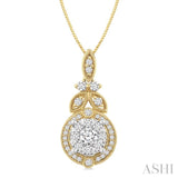 1/2 Ctw Lovebright Circular Shape Round Cut Diamond Pendant With Chain in 14K Yellow and White Gold