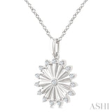 1/5 Ctw Round Cut Diamond Circle Fluted Fashion Pendant With Chain in 10K White Gold