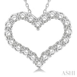 3/4 Ctw Heart Shape Round Cut Diamond Pendant With Chain in 14K White Gold