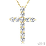 1/3 Ctw Round Cut Diamond Cross Pendant With Chain in 14K Yellow Gold