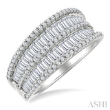 1 1/2 Ctw Baguette and Round Cut Diamond Fashion Band in 14K White Gold