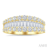 1 5/8 Ctw Baguette and Round Cut Diamond Fashion Band in 14K Yellow Gold