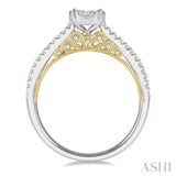 3/8 Ctw Circular Mount Lovebright Round Cut Diamond Ring in 14K White and Yellow Gold