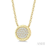 1/5 Ctw Pave Set Oval Shape Round Cut Diamond Fashion Pendant With Chain in 10K Yellow Gold