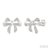 1/20 Ctw Bow Single Cut Diamond Fashion Earrings in Sterling Silver