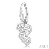 1/10 Ctw Round Cut Diamond Twice Heart Earrings in Sterling Silver