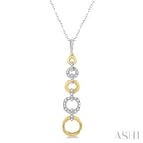 1/4 Ctw Round Cut Diamond Two Tone Ringlet Link Pendant With Chain in 14K White and Yellow Gold