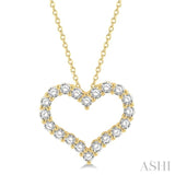 2 Ctw Heart Shape Round Cut Diamond Pendant With Chain in 14K Yellow Gold
