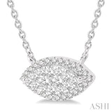 1/3 Ctw Marquise Shape Round Cut Diamond Lovebright Pendant With Chain in 14K White Gold