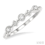 1/5 Ctw Circular Mount Ball Link Round Cut Diamond Stackable Band in 14K White Gold