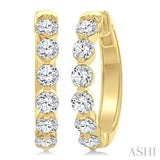 1 1/2 Ctw Prong Set Round Cut Diamond Hoop Earrings in 14K Yellow gold