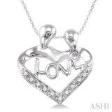 1/20 Ctw Single Cut Diamond Child & Mom Pendant in Sterling Silver with Chain