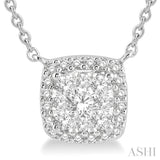 3/4 Ctw Cushion Shape Lovebright Diamond Pendant With Chain in 14K White Gold