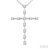 1/4 Ctw Round Cut Diamond Cross Pendant With Chain in 10K White Gold
