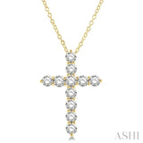 3 Ctw Latin Cross Round Cut Diamond Pendant With Chain in 14K Yellow Gold
