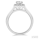 1/10 Ctw Halo Round Cut Diamond Semi-Mount Engagement Ring in 14K White Gold