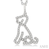 1/6 Ctw Petite Sitting Dog Round Cut Diamond Fashion Pendant With Chain in 10K White Gold