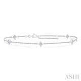 1/2 Ctw Princess Cut Diamond Station Bracelet in 14K White Gold
