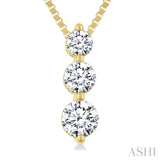 1/3 Ctw Round Cut Diamond Three-Stone Snowman Pendant With Chain in 14K Yellow Gold