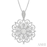 1/3 Ctw Floral Lattice Lovebright Round Cut Diamond Pendant With Chain in 14K White Gold