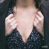 1/6 Ctw Horizontal Bar Round Cut Diamond Necklace With Link Chain in 10K White Gold