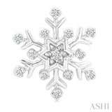 1/10 Ctw Petite Snowflake Round Cut Diamond Fashion Stud Earring in 10K White Gold