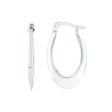 14K White Gold Graduated Oval Back to Back Hoop Earring