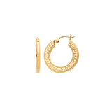 14K Yellow Gold Greek Key Hoop Earring