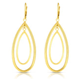 14K Yellow Gold Polished Double Oval Multi-Layered Dangle Earring