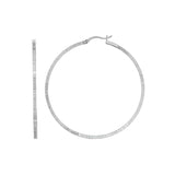 Sterling Silver 50mm Striped Diamond Cut Hoop Earring