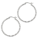 Sterling Silver 2x25MM Diamond Cut Hoop Earring